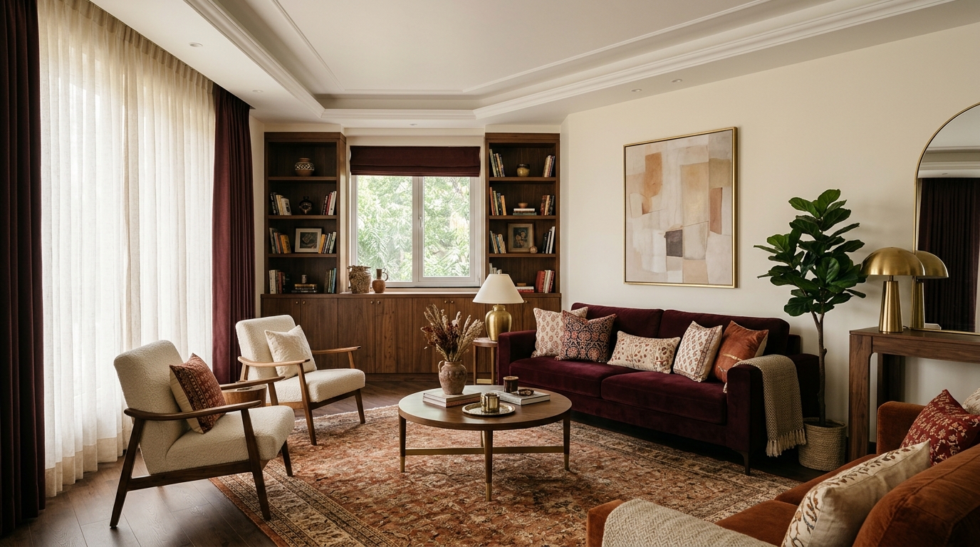 Warm contemporary living room concept